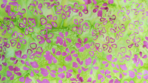 Batik Fabrics Green with hot pink flowers