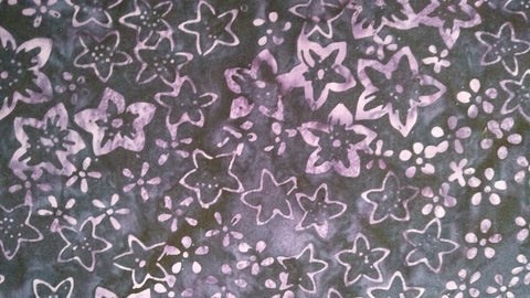 Batik Fabrics  Purple with star flowers
