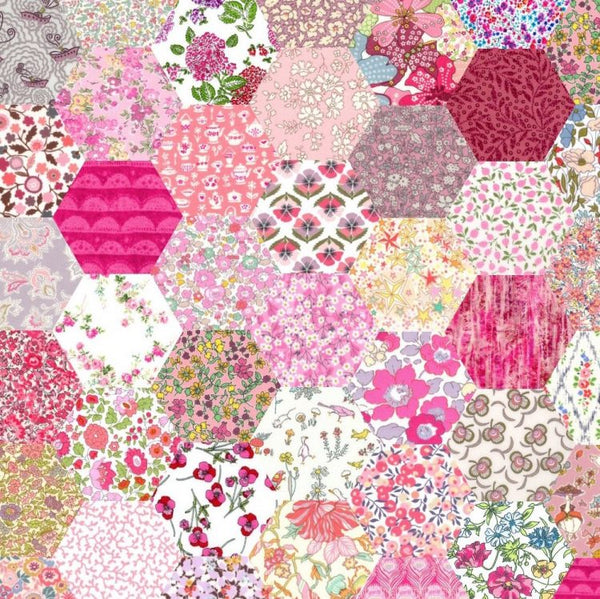 Liberty Fabrics 1" Finished Hexagon Pink