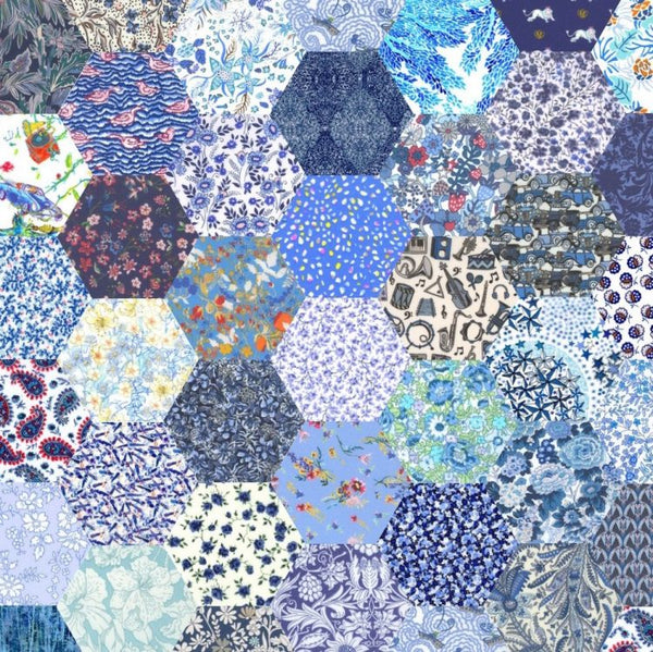 Liberty Fabrics 1" Finished Hexagons Blue