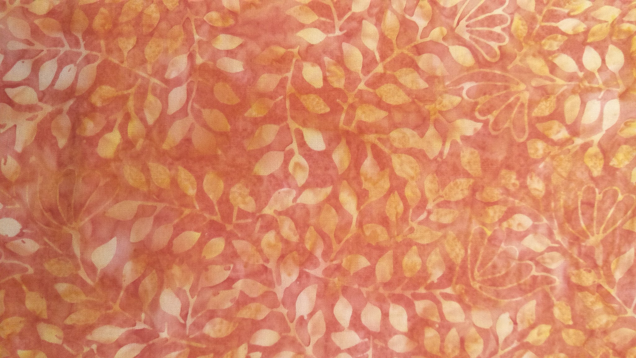 Batik Fabrics Orange with orange leaves
