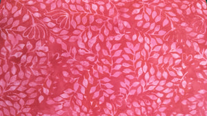 Batik Fabrics Hot pink with pink leaves
