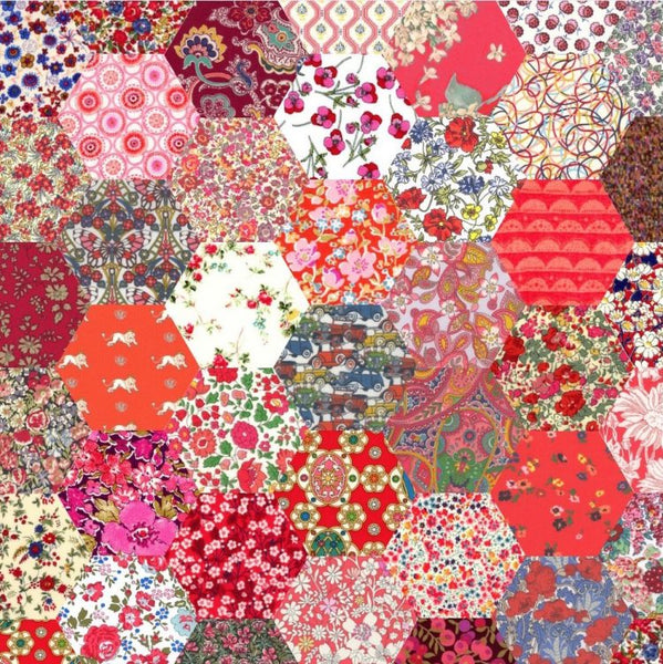 Liberty Fabrics 1" Finished Hexagons Red