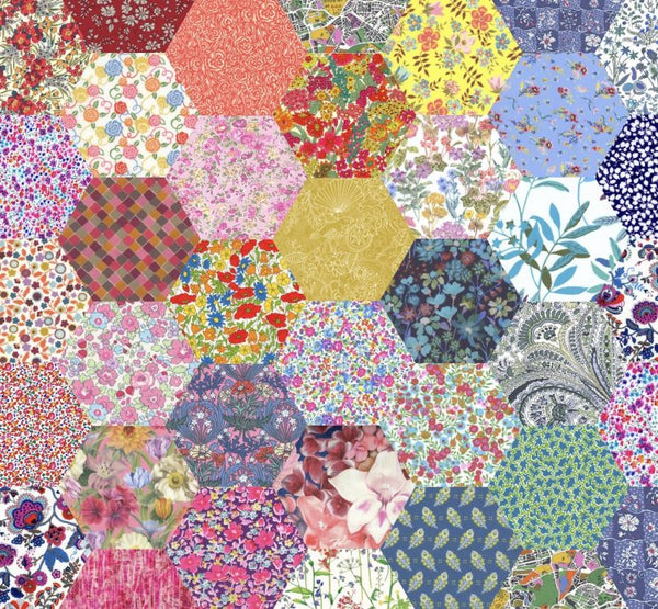 Liberty Fabrics 1" Finished Hexagon Bold Rainbow
