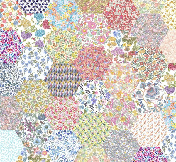 Liberty Fabrics 1" Finished Hexagon Pale Rianbow
